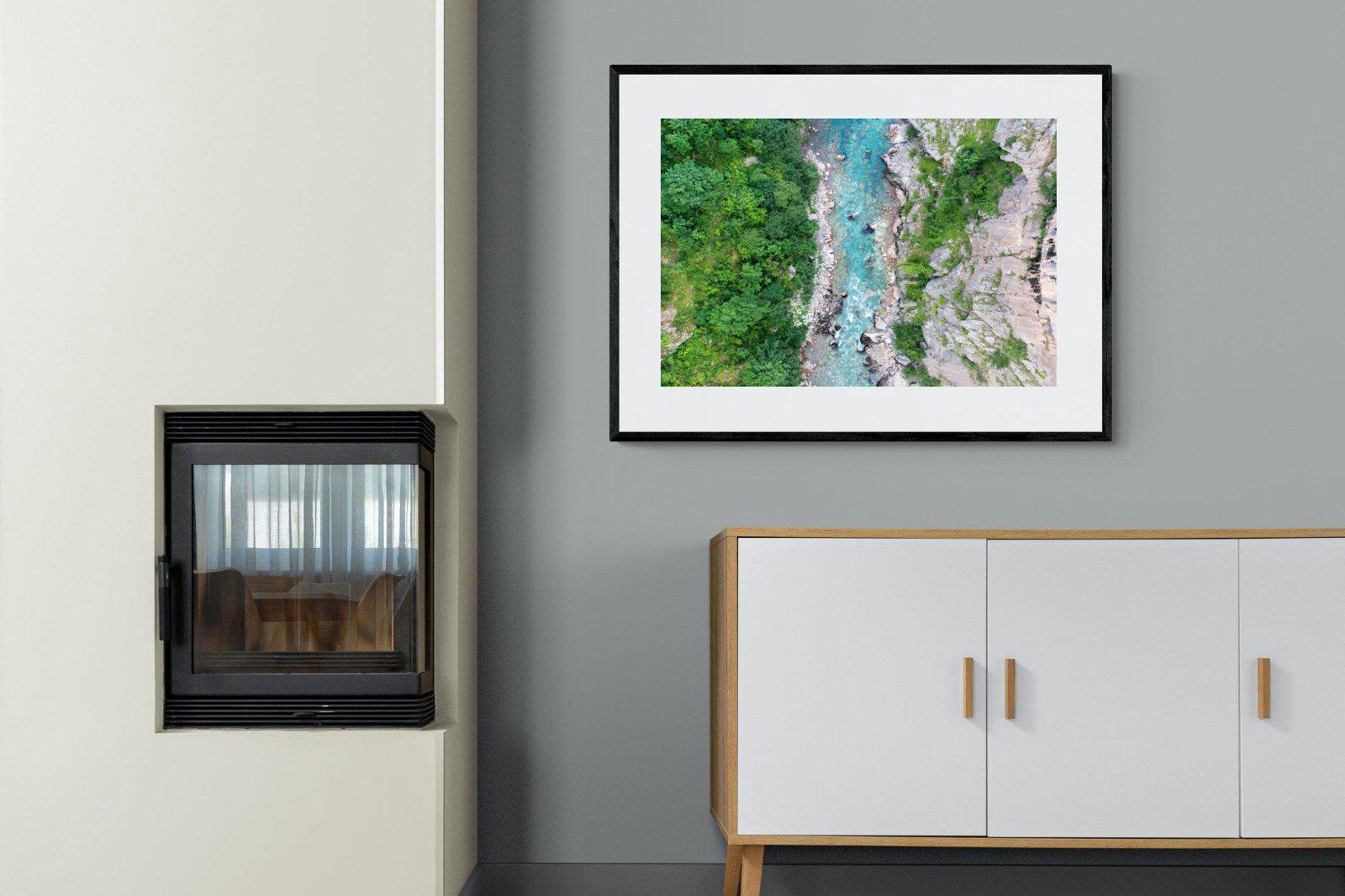 Forest River-Wall_Art-100 x 75cm-Framed Print-Black-Pixalot