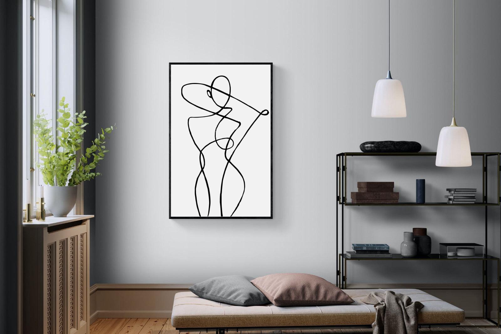 Freehand Figure One-Wall_Art-100 x 150cm-Mounted Canvas-Black-Pixalot