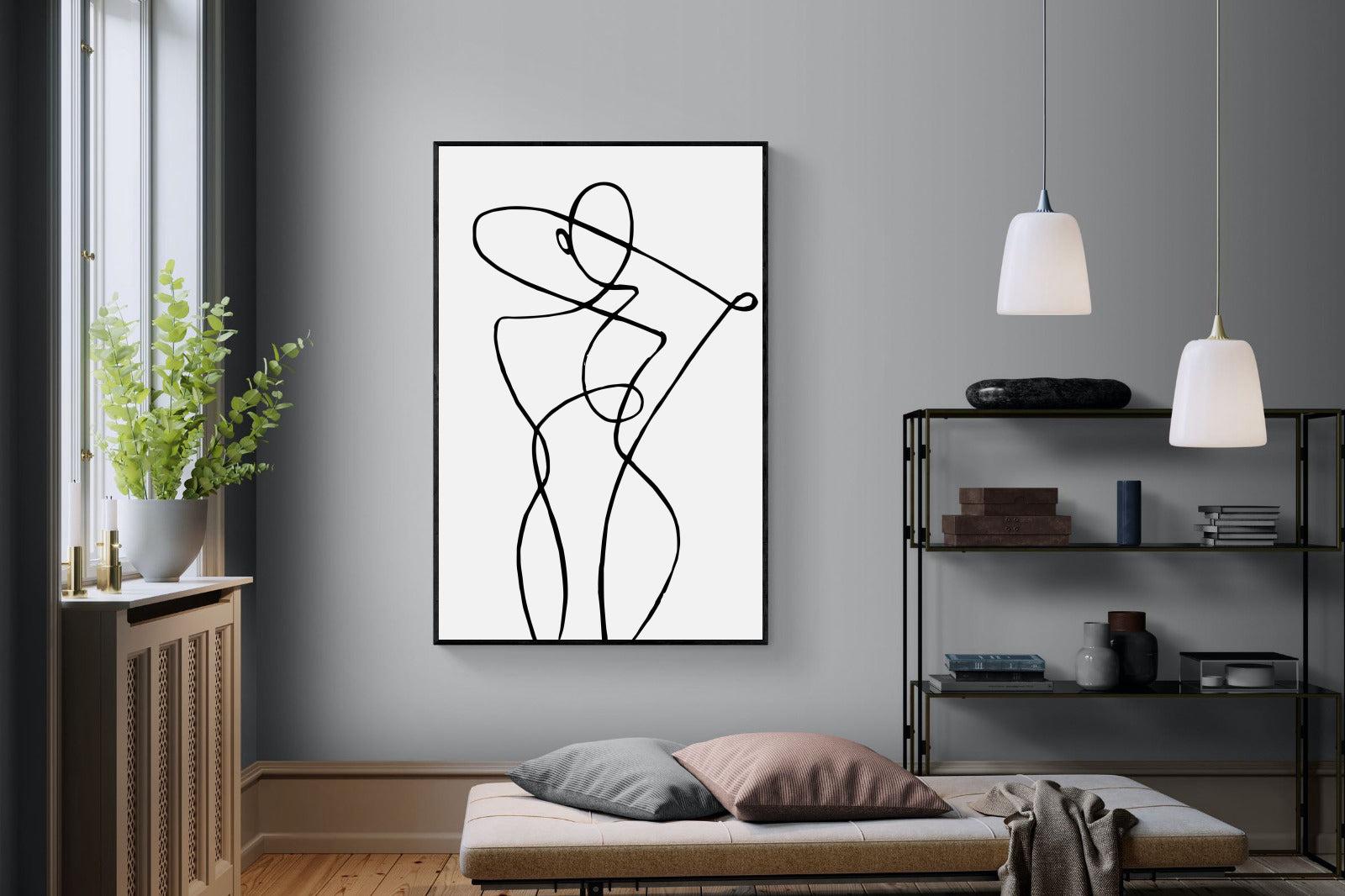 Freehand Figure One-Wall_Art-120 x 180cm-Mounted Canvas-Black-Pixalot