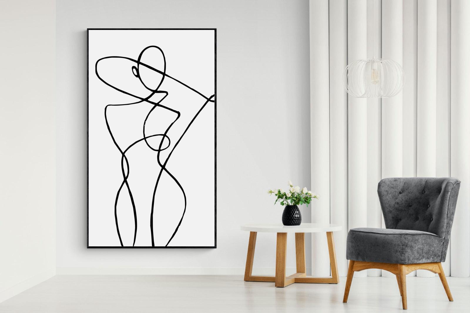 Freehand Figure One-Wall_Art-130 x 220cm-Mounted Canvas-Black-Pixalot