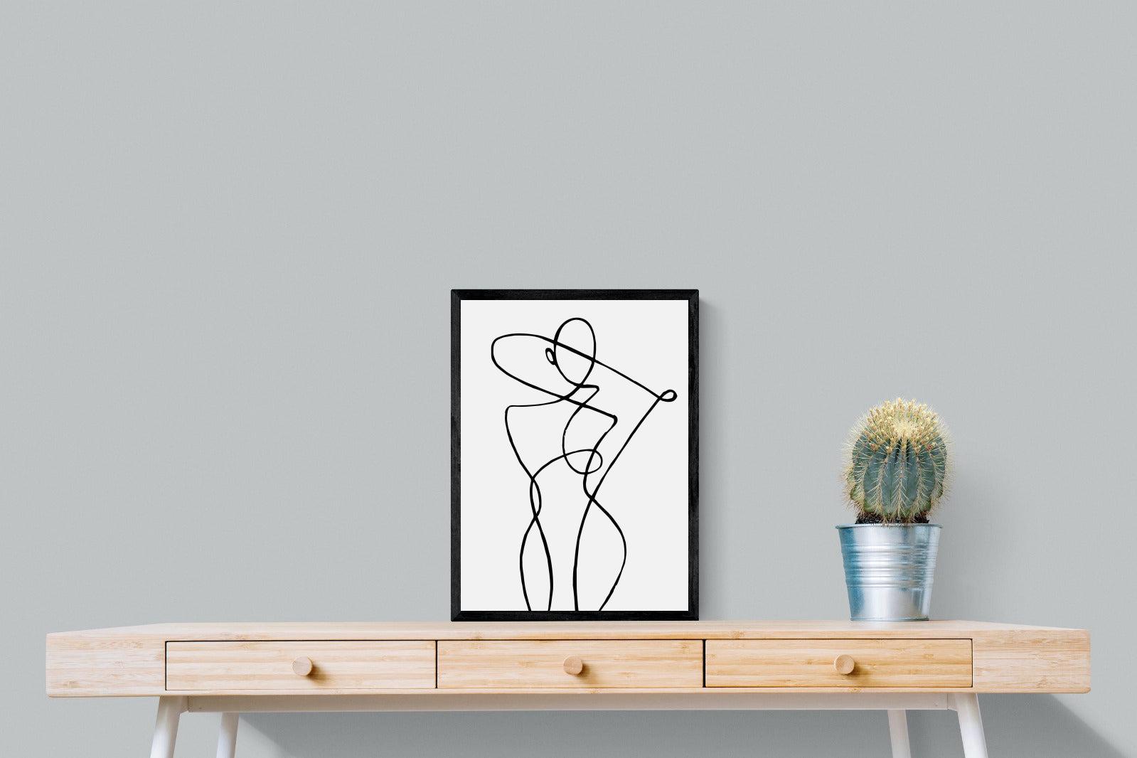 Freehand Figure One-Wall_Art-45 x 60cm-Mounted Canvas-Black-Pixalot