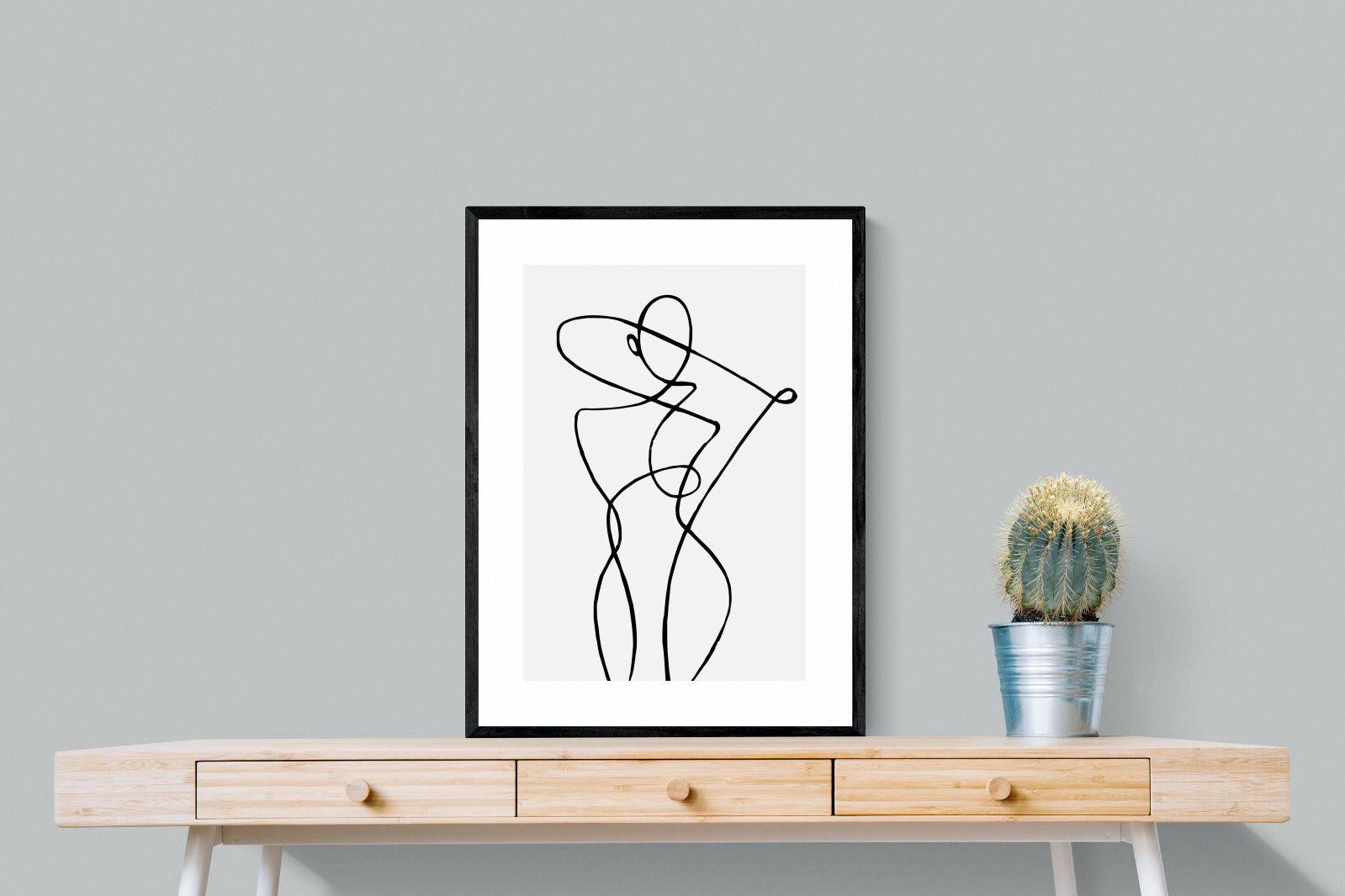 Freehand Figure One-Wall_Art-60 x 80cm-Framed Print-Black-Pixalot