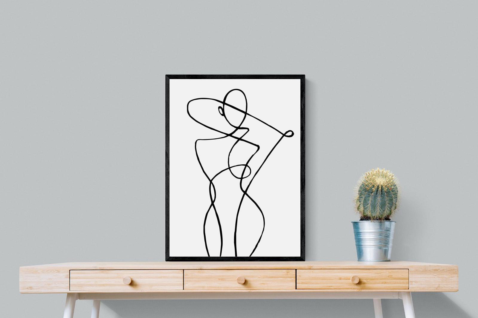 Freehand Figure One-Wall_Art-60 x 80cm-Mounted Canvas-Black-Pixalot