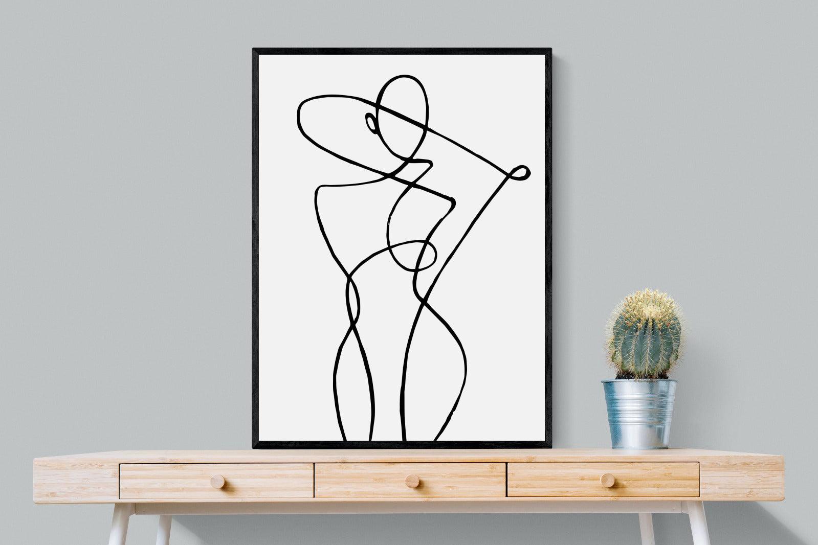 Freehand Figure One-Wall_Art-75 x 100cm-Mounted Canvas-Black-Pixalot