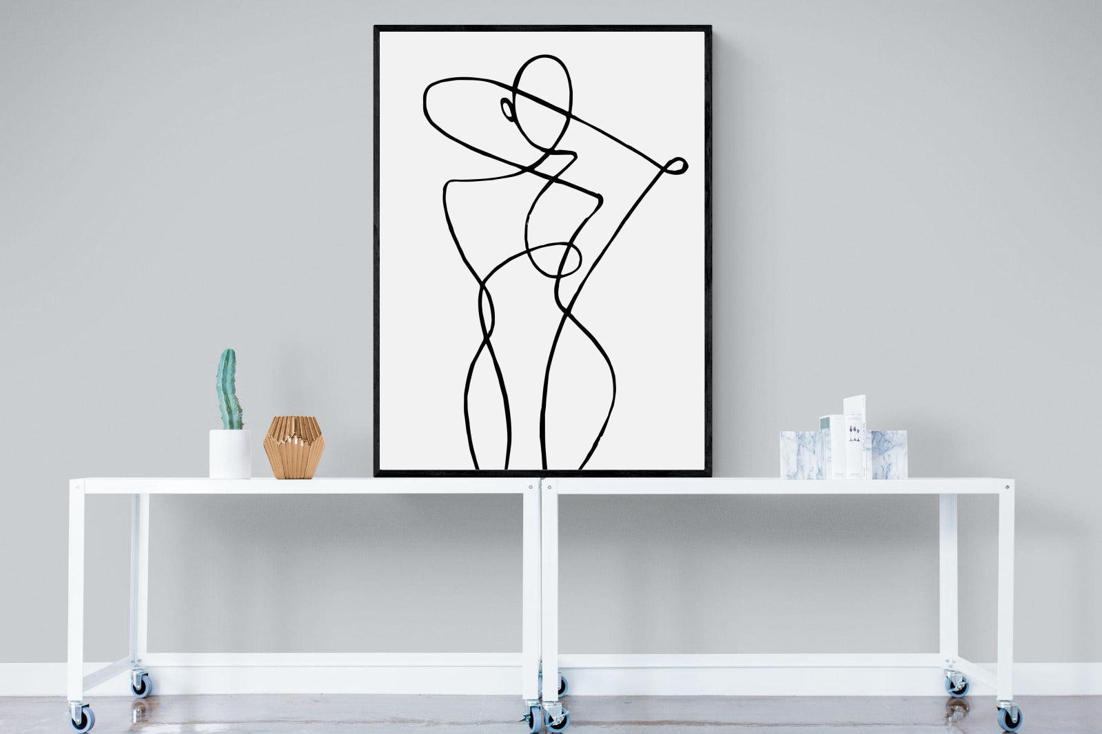 Freehand Figure One-Wall_Art-90 x 120cm-Mounted Canvas-Black-Pixalot
