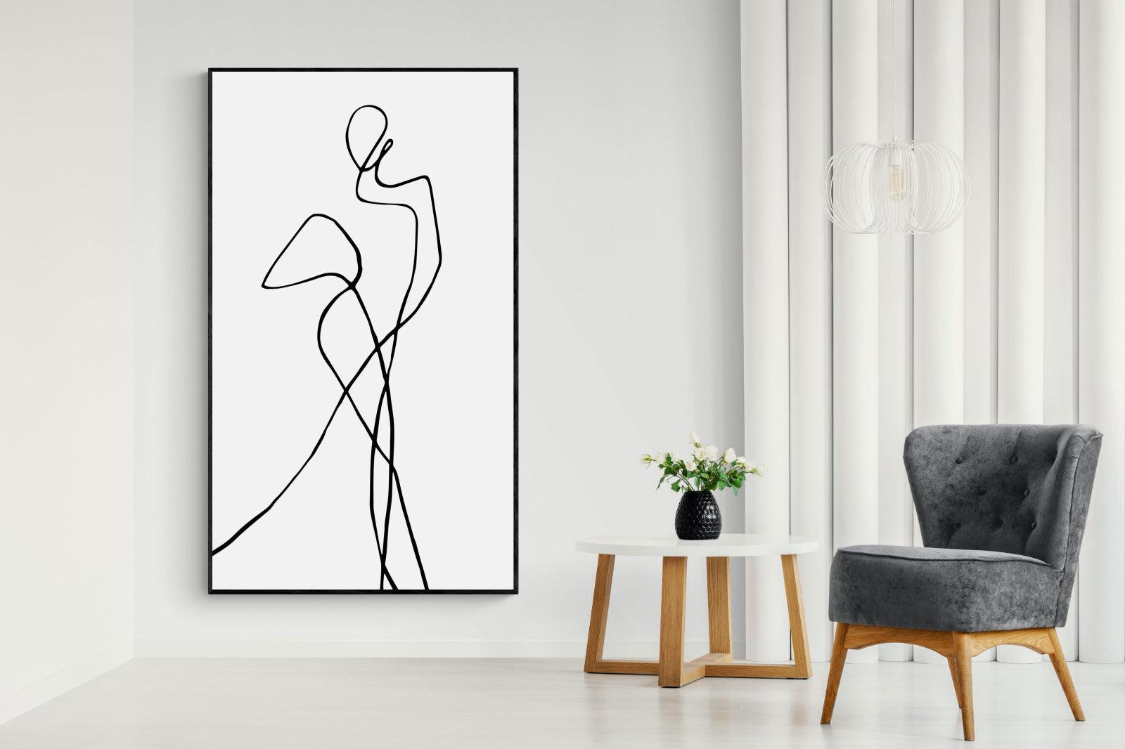 Freehand Figure Two-Wall_Art-130 x 220cm-Mounted Canvas-Black-Pixalot