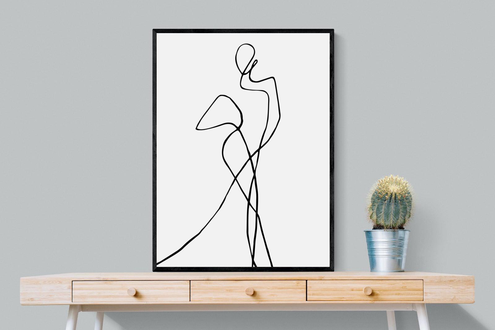Freehand Figure Two-Wall_Art-75 x 100cm-Mounted Canvas-Black-Pixalot