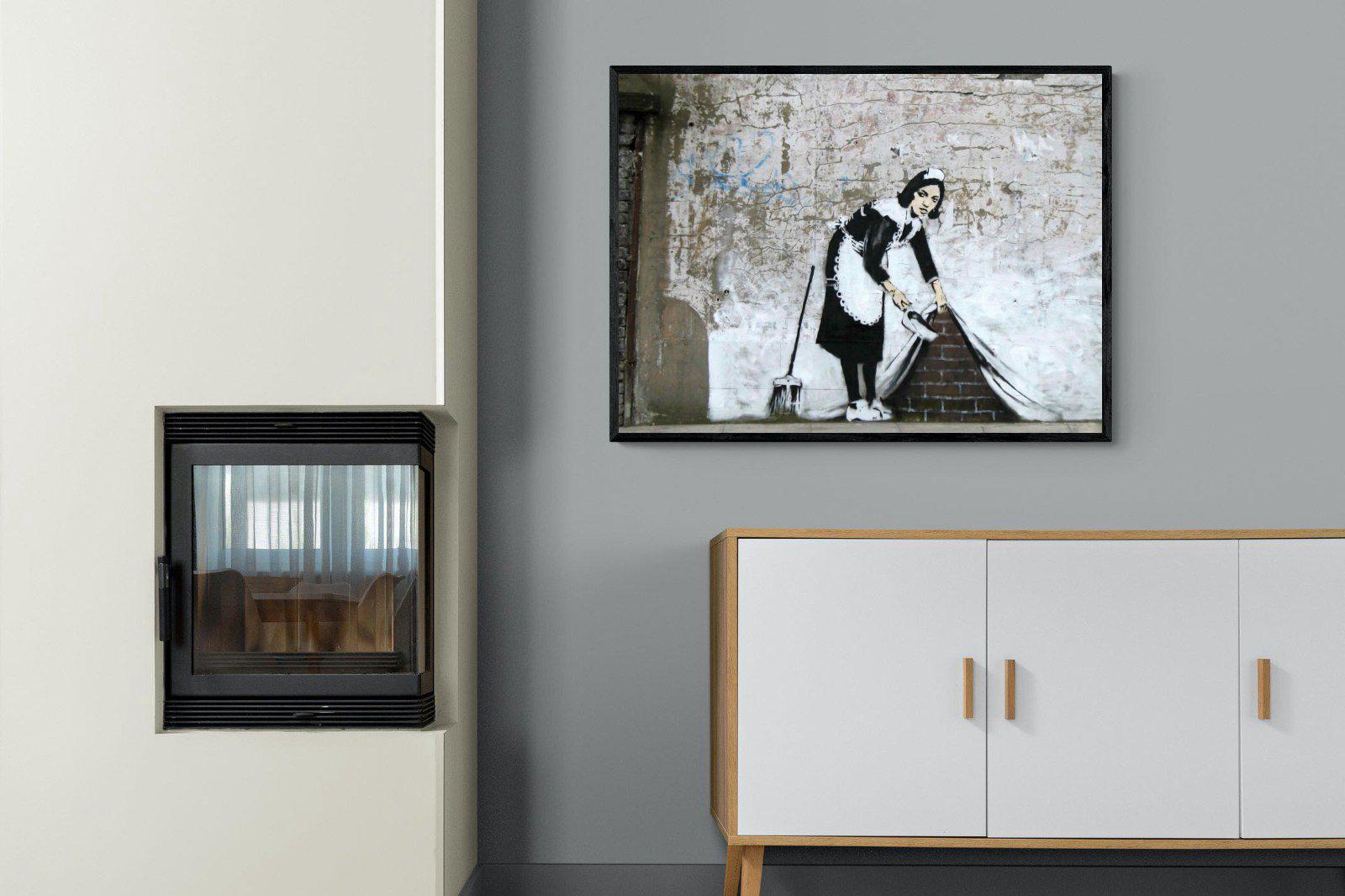 French Maid-Wall_Art-100 x 75cm-Mounted Canvas-Black-Pixalot
