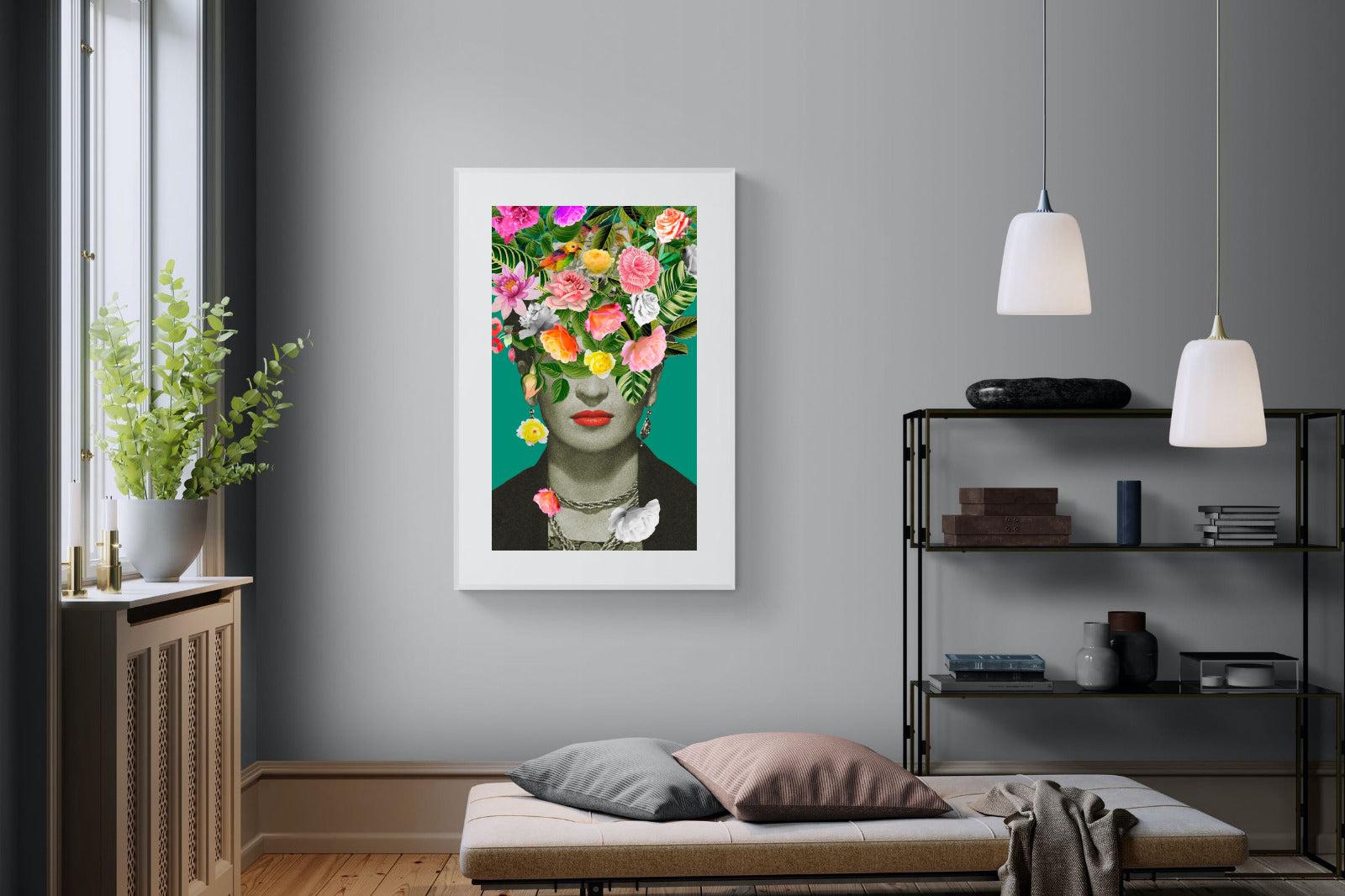 Frida Floral-Wall_Art-100 x 150cm-Framed Print-White-Pixalot
