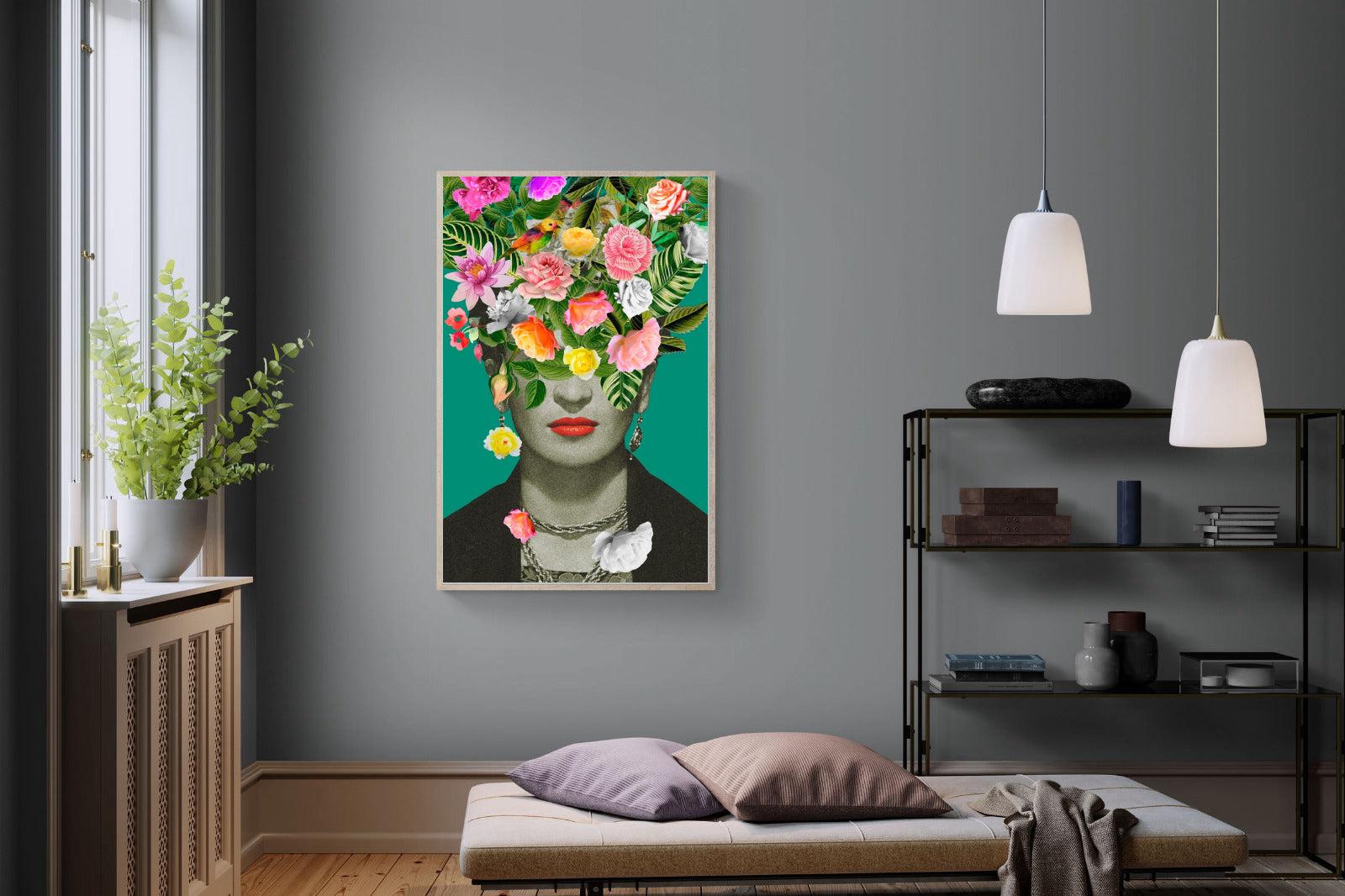Frida Floral-Wall_Art-100 x 150cm-Mounted Canvas-Wood-Pixalot