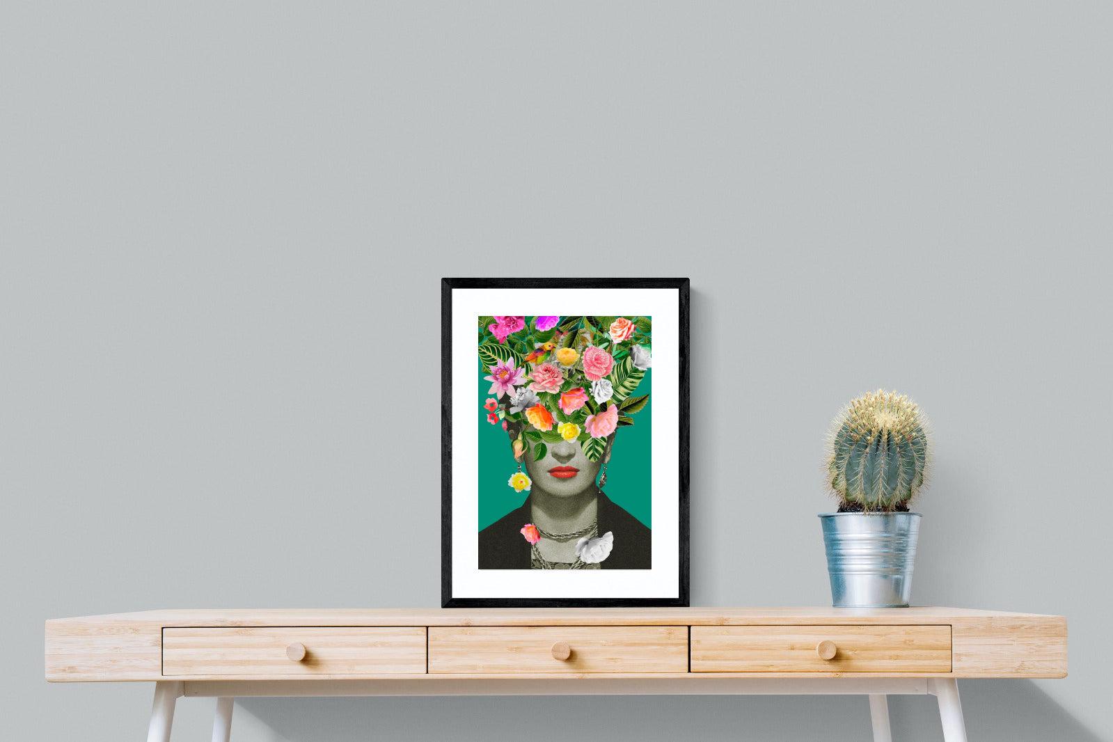 Frida Floral-Wall_Art-45 x 60cm-Framed Print-Black-Pixalot