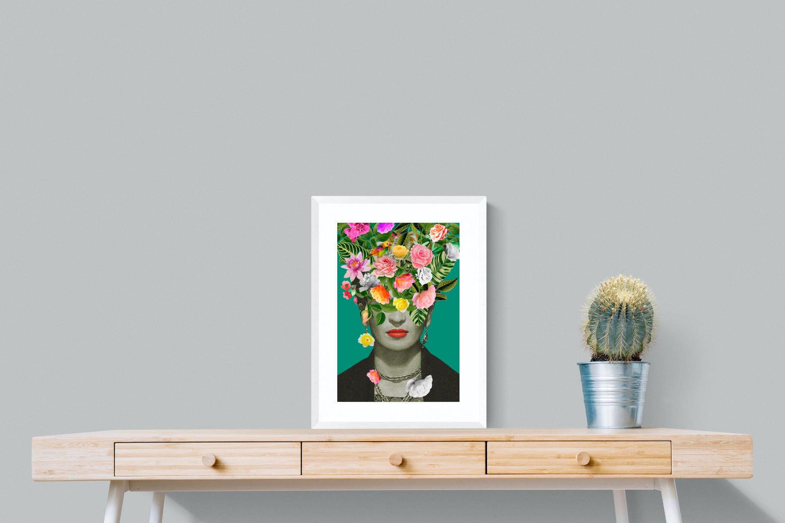 Frida Floral-Wall_Art-45 x 60cm-Framed Print-White-Pixalot