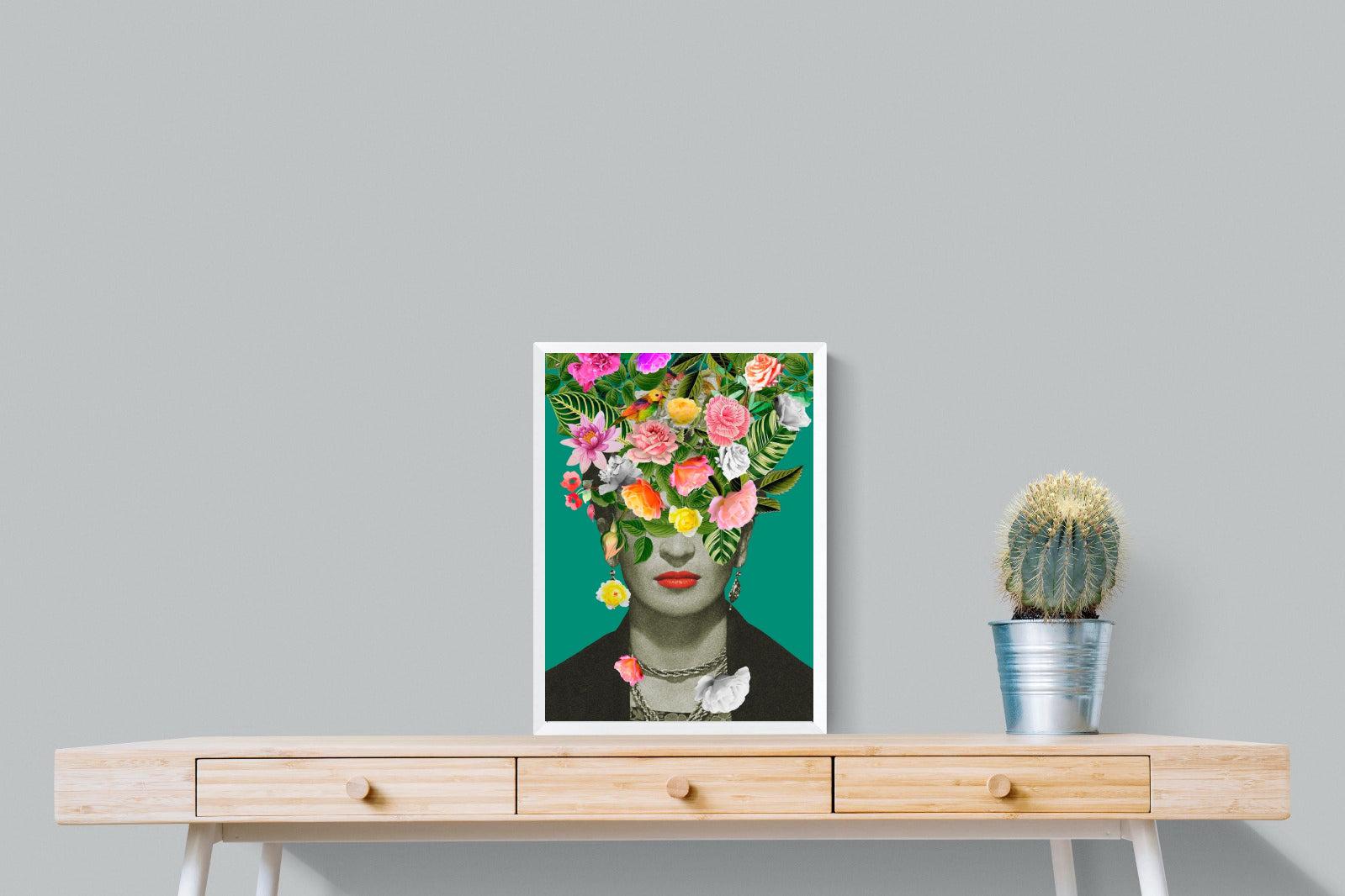 Frida Floral-Wall_Art-45 x 60cm-Mounted Canvas-White-Pixalot