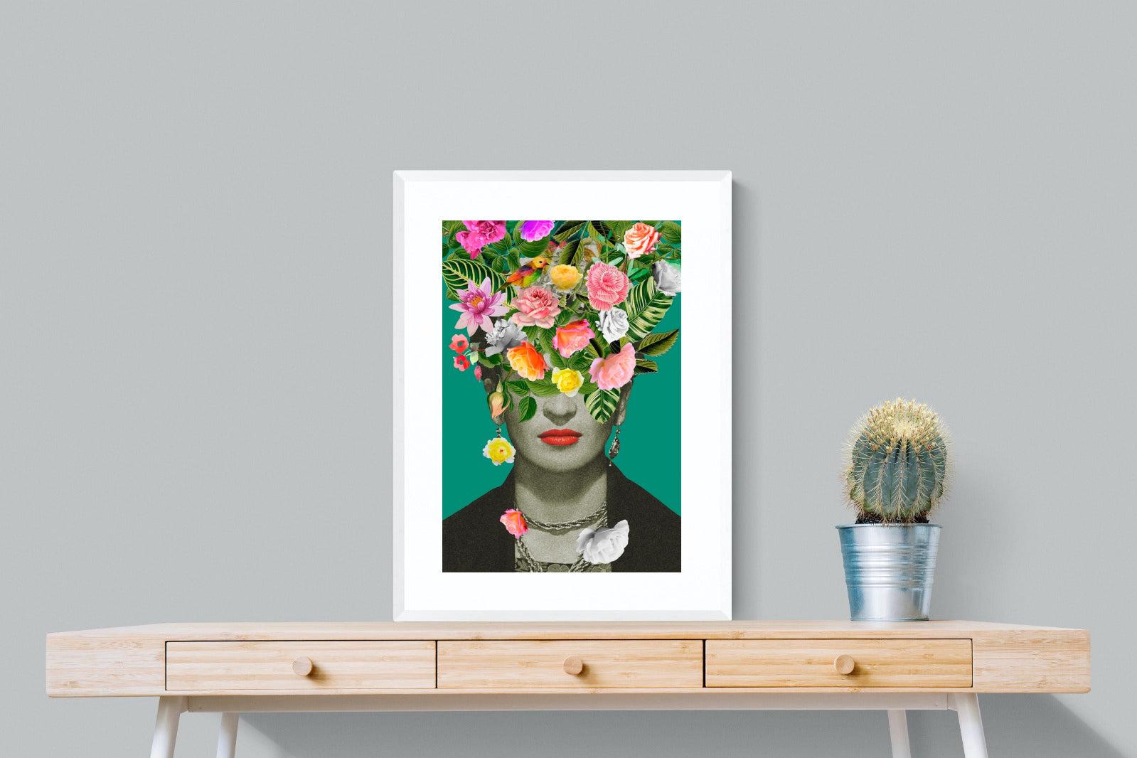 Frida Floral-Wall_Art-60 x 80cm-Framed Print-White-Pixalot