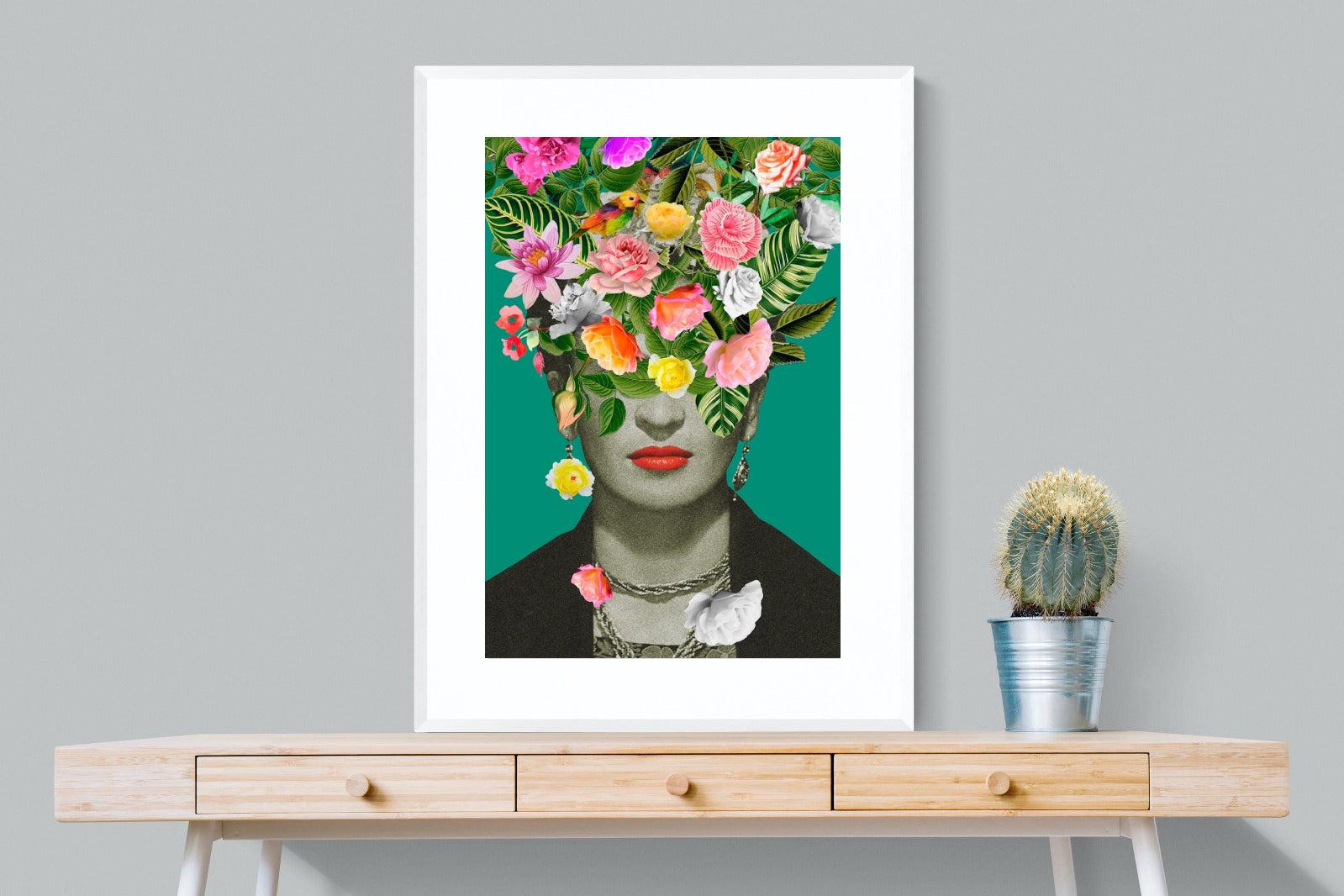 Frida Floral-Wall_Art-75 x 100cm-Framed Print-White-Pixalot