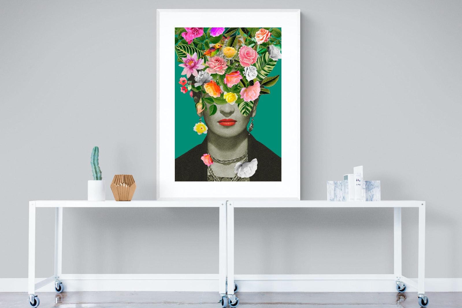 Frida Floral-Wall_Art-90 x 120cm-Framed Print-White-Pixalot