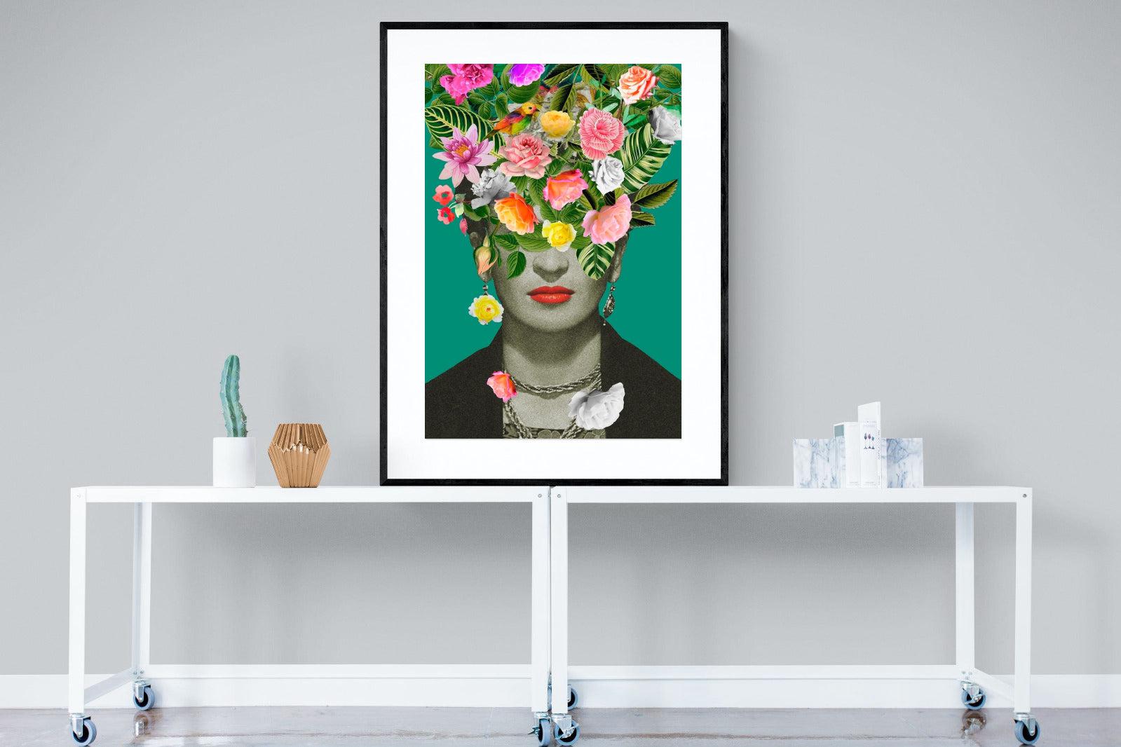 Frida Floral-Wall_Art-90 x 120cm-Framed Print-Black-Pixalot