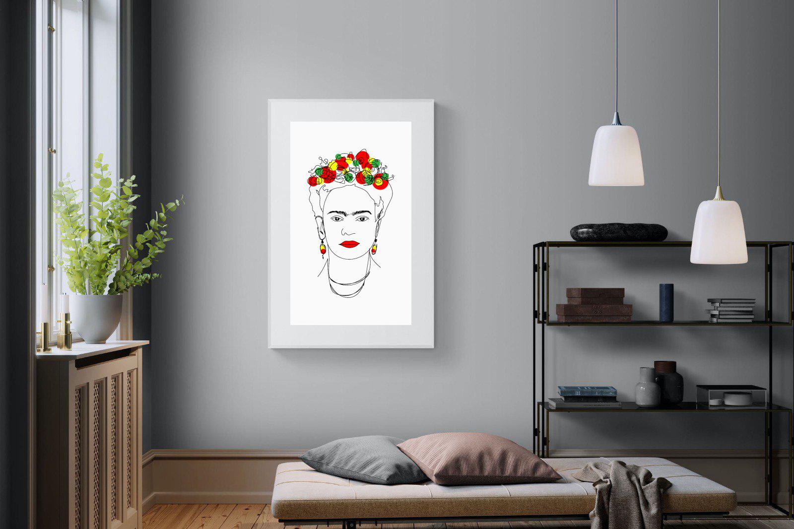 Frida Kahlo-Wall_Art-100 x 150cm-Framed Print-White-Pixalot
