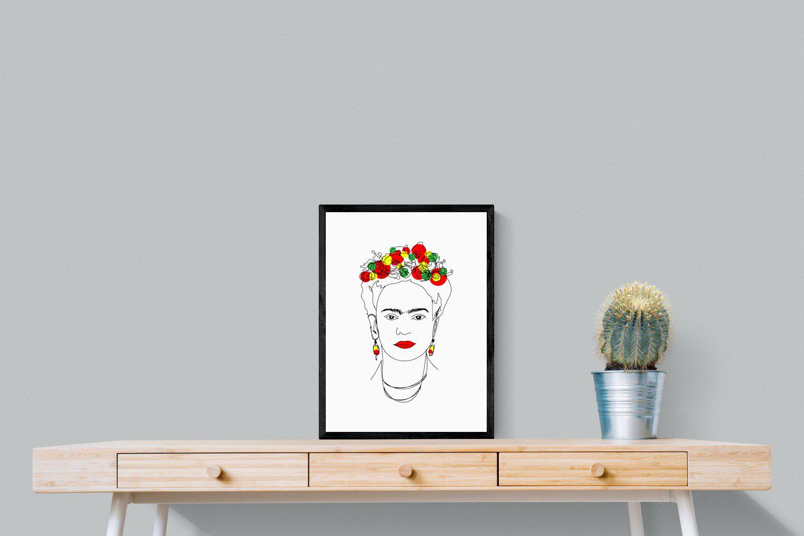 Frida Kahlo-Wall_Art-45 x 60cm-Mounted Canvas-Black-Pixalot