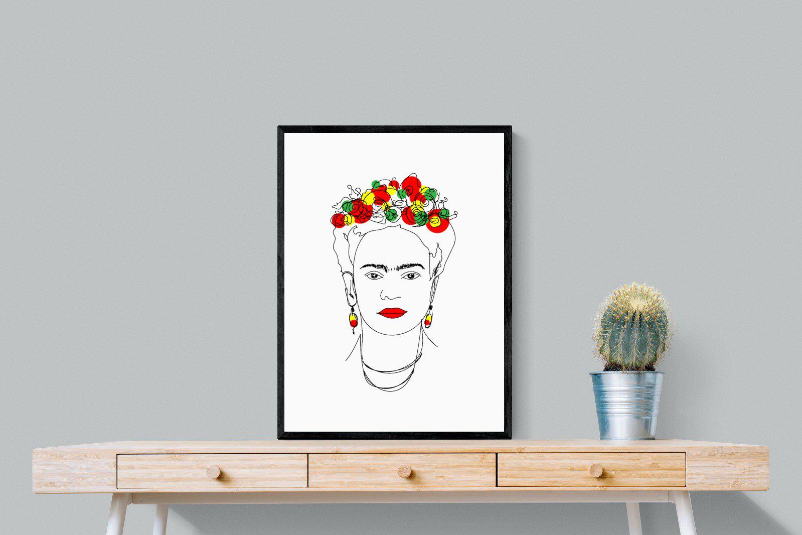 Frida Kahlo-Wall_Art-60 x 80cm-Mounted Canvas-Black-Pixalot