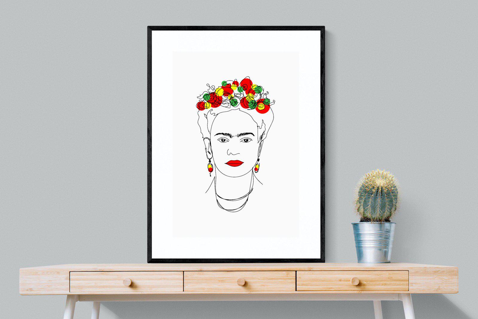 Frida Kahlo-Wall_Art-75 x 100cm-Framed Print-Black-Pixalot