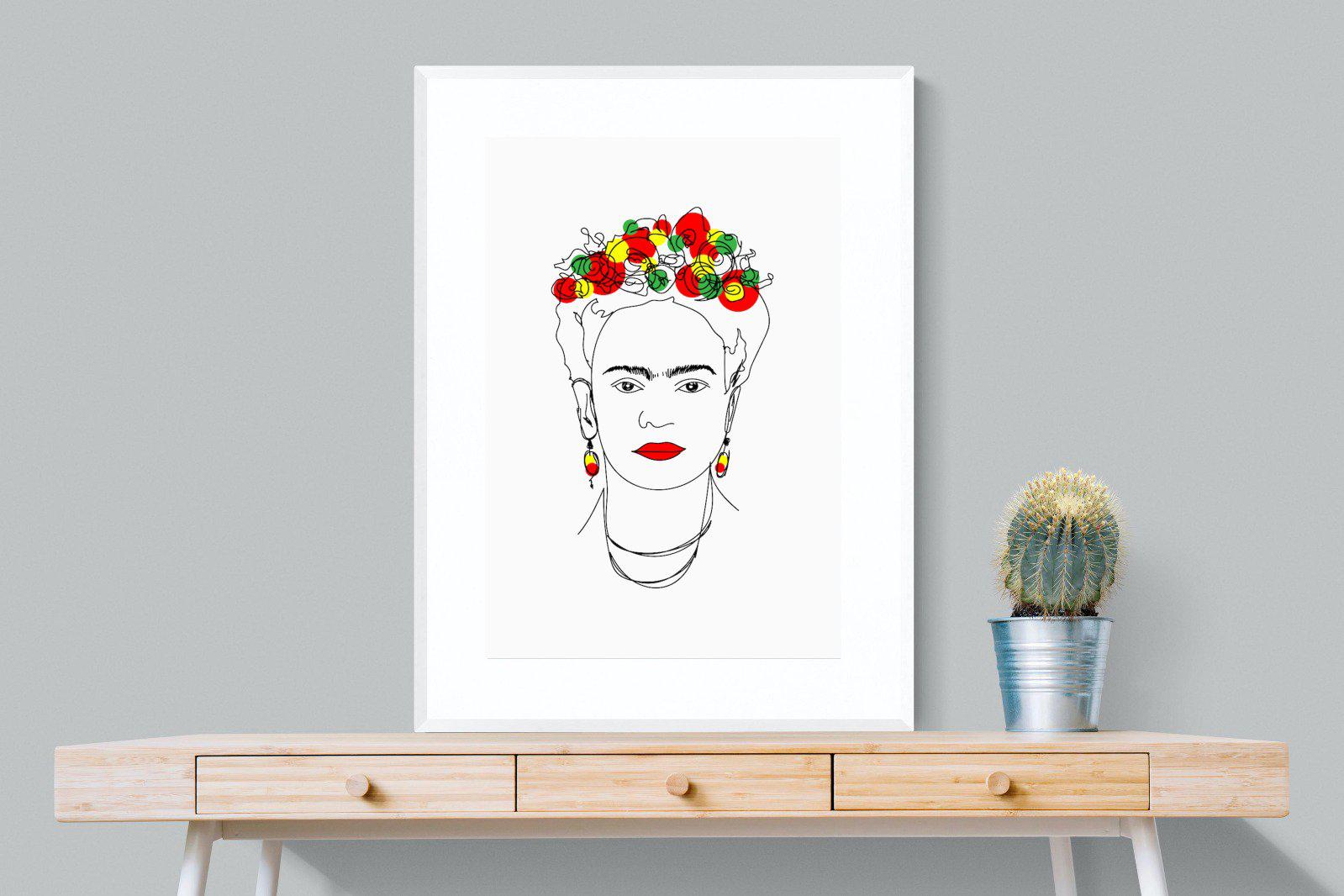 Frida Kahlo-Wall_Art-75 x 100cm-Framed Print-White-Pixalot