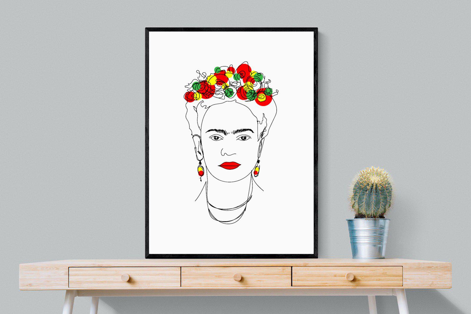 Frida Kahlo-Wall_Art-75 x 100cm-Mounted Canvas-Black-Pixalot