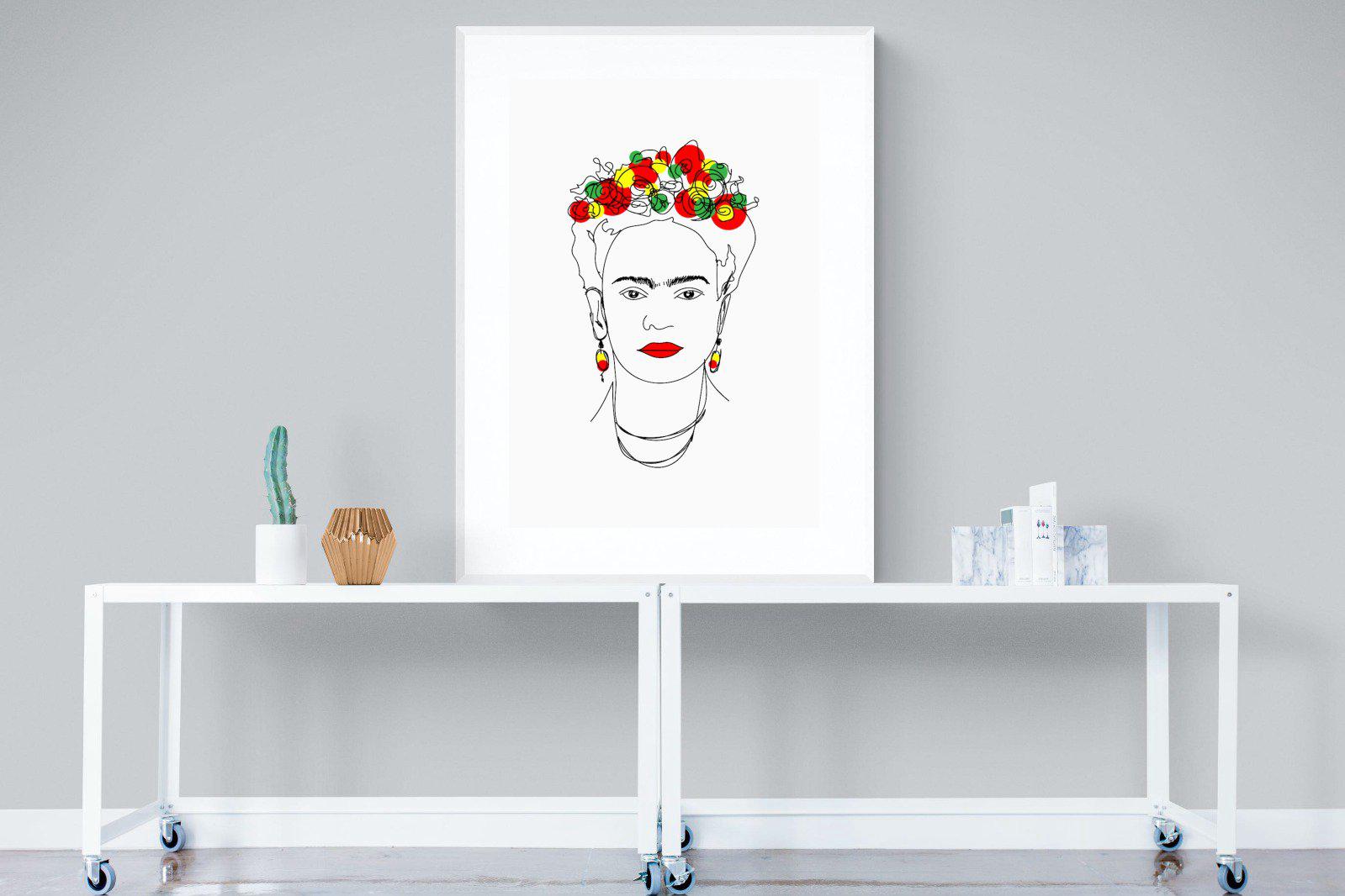 Frida Kahlo-Wall_Art-90 x 120cm-Framed Print-White-Pixalot