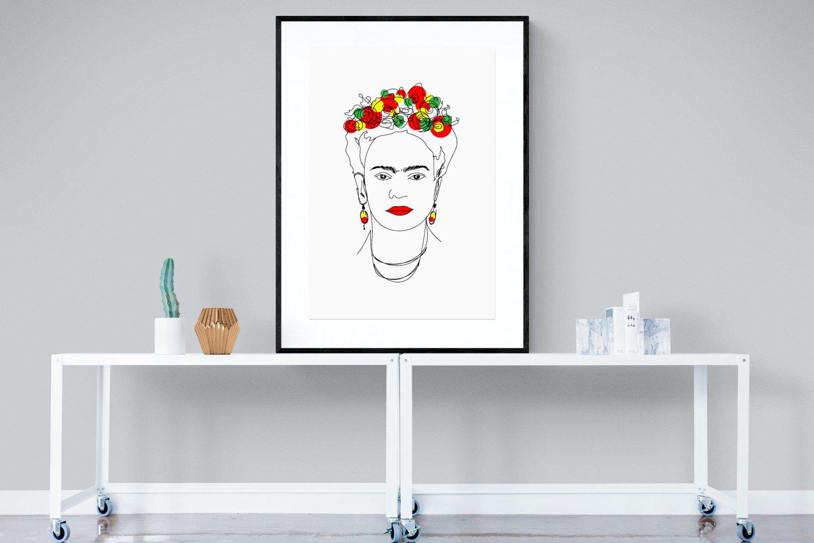 Frida Kahlo-Wall_Art-90 x 120cm-Framed Print-Black-Pixalot