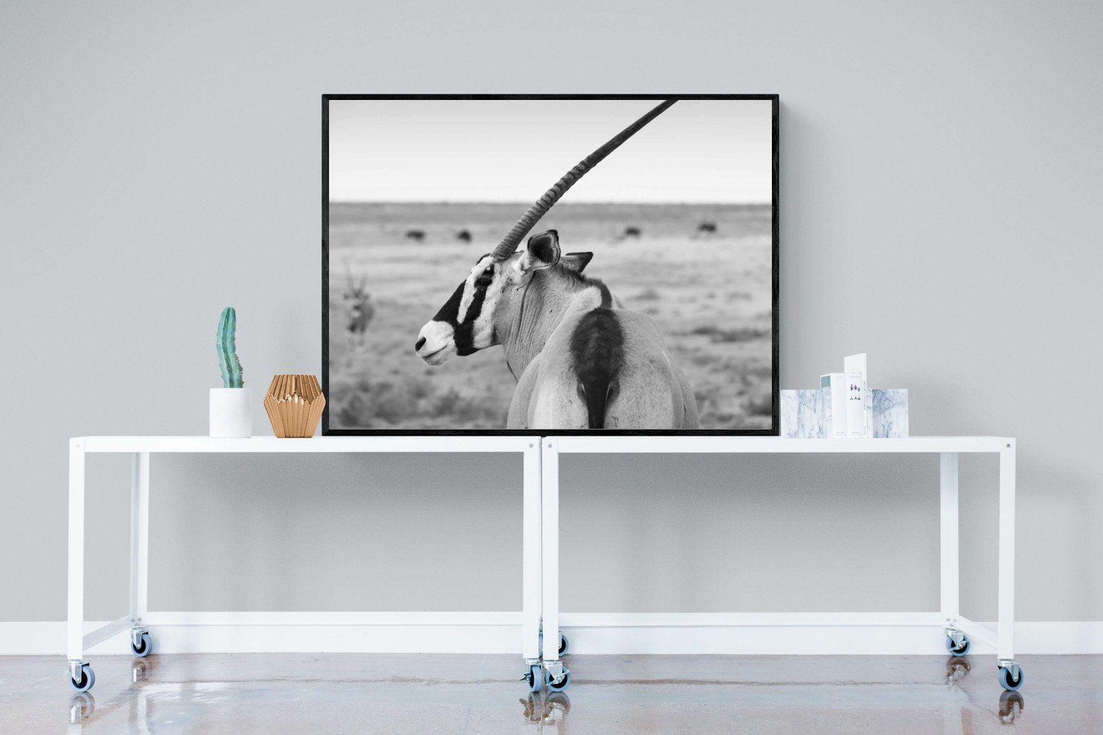 Gemsbok-Wall_Art-120 x 90cm-Mounted Canvas-Black-Pixalot