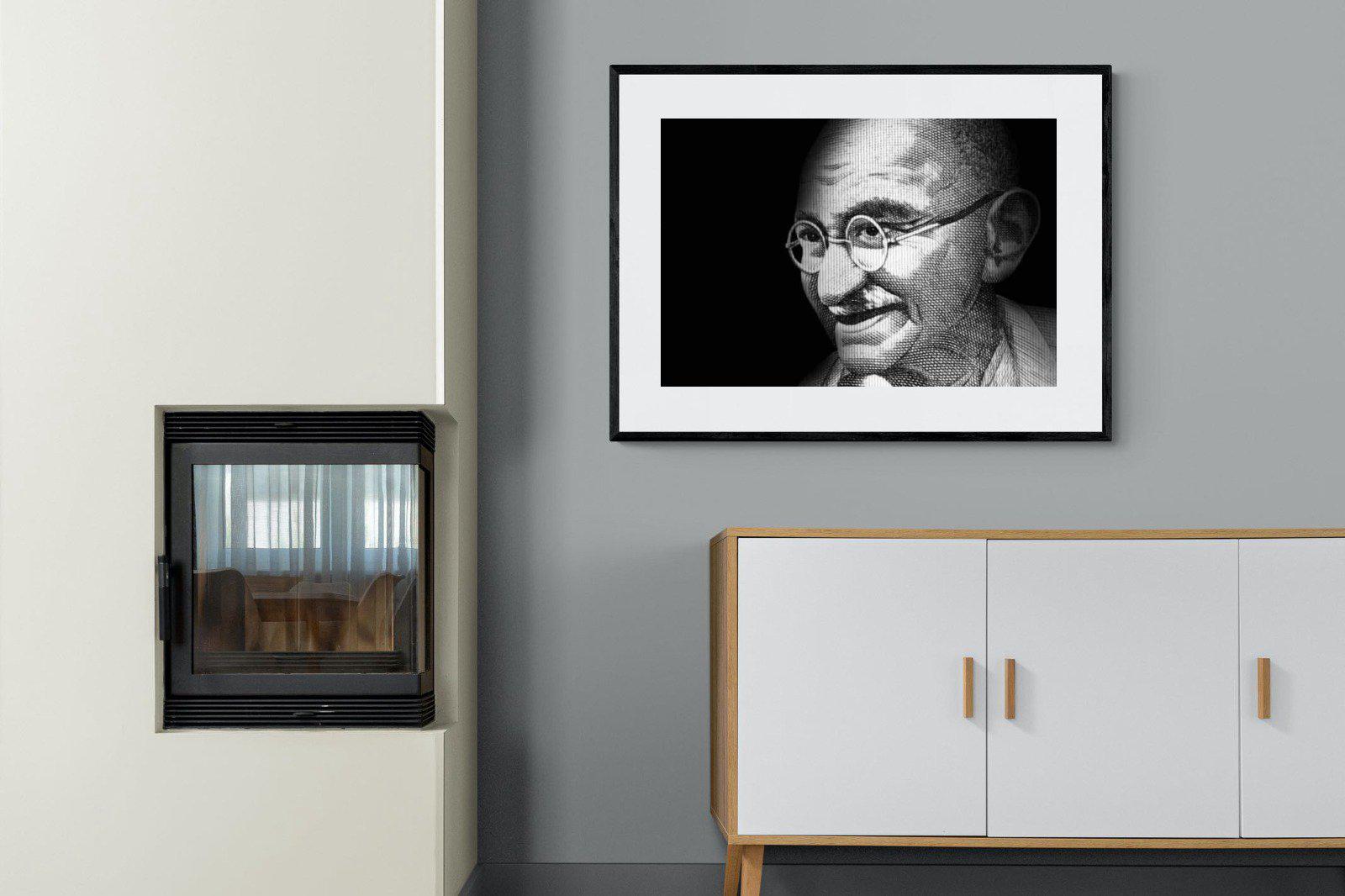 Ghandi-Wall_Art-100 x 75cm-Framed Print-Black-Pixalot