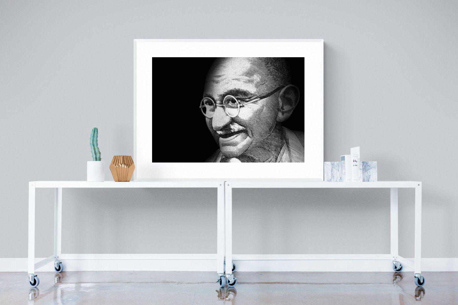 Ghandi-Wall_Art-120 x 90cm-Framed Print-White-Pixalot
