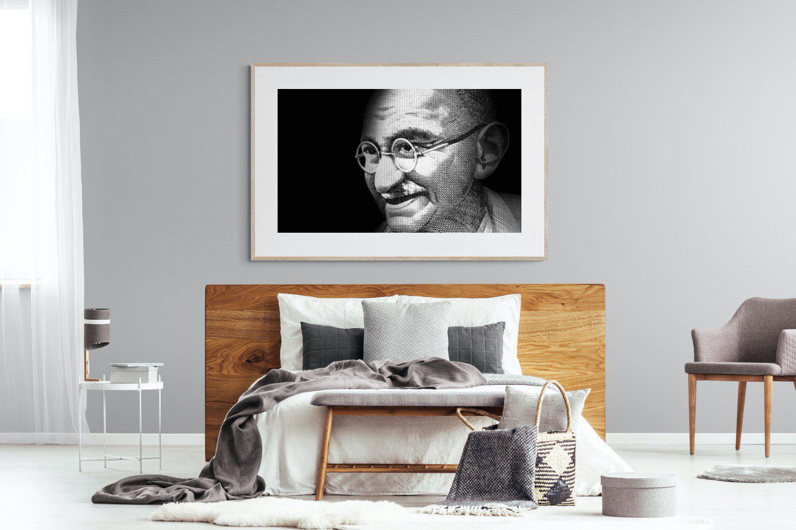 Ghandi-Wall_Art-150 x 100cm-Framed Print-Wood-Pixalot