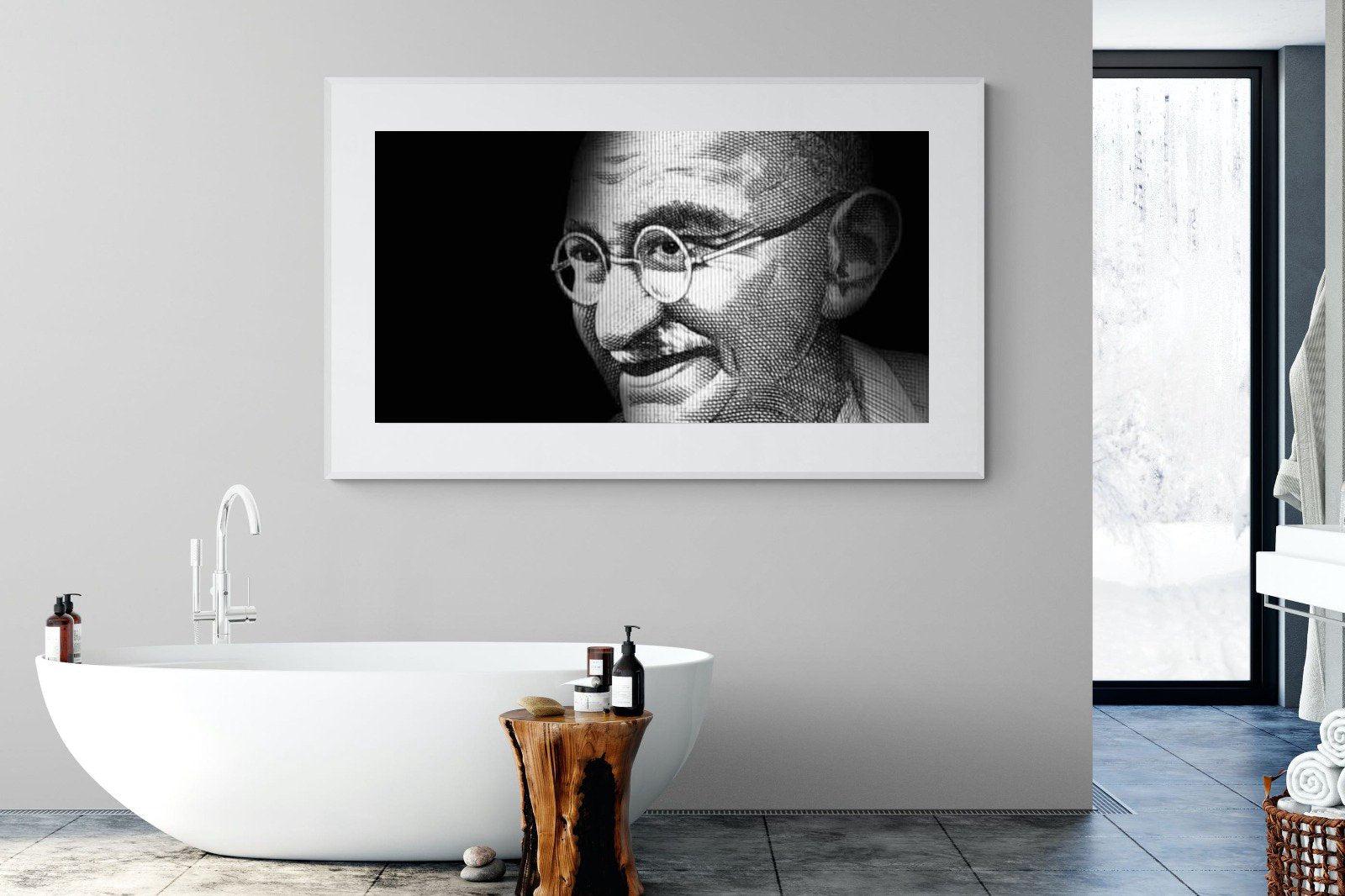 Ghandi-Wall_Art-180 x 110cm-Framed Print-White-Pixalot