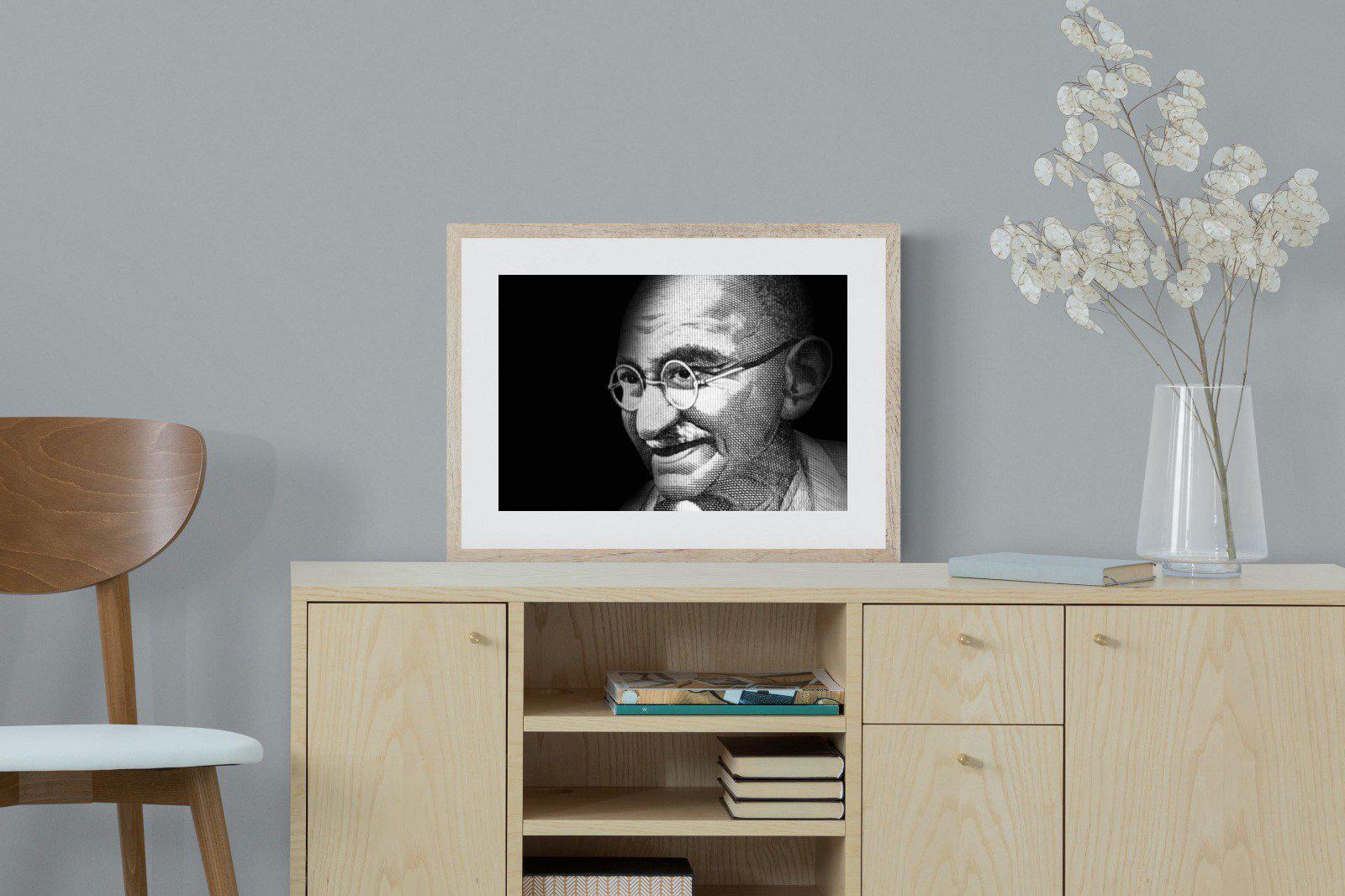 Ghandi-Wall_Art-60 x 45cm-Framed Print-Wood-Pixalot