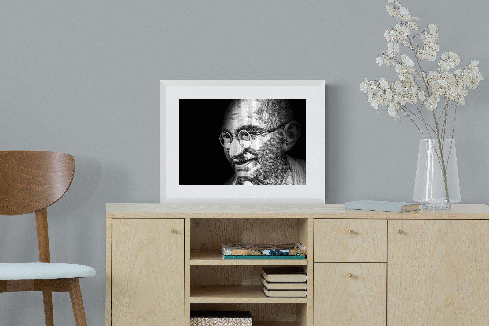 Ghandi-Wall_Art-60 x 45cm-Framed Print-White-Pixalot