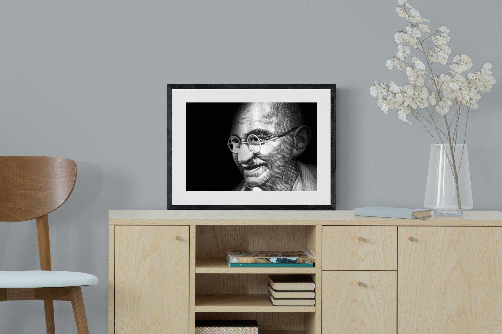 Ghandi-Wall_Art-60 x 45cm-Framed Print-Black-Pixalot