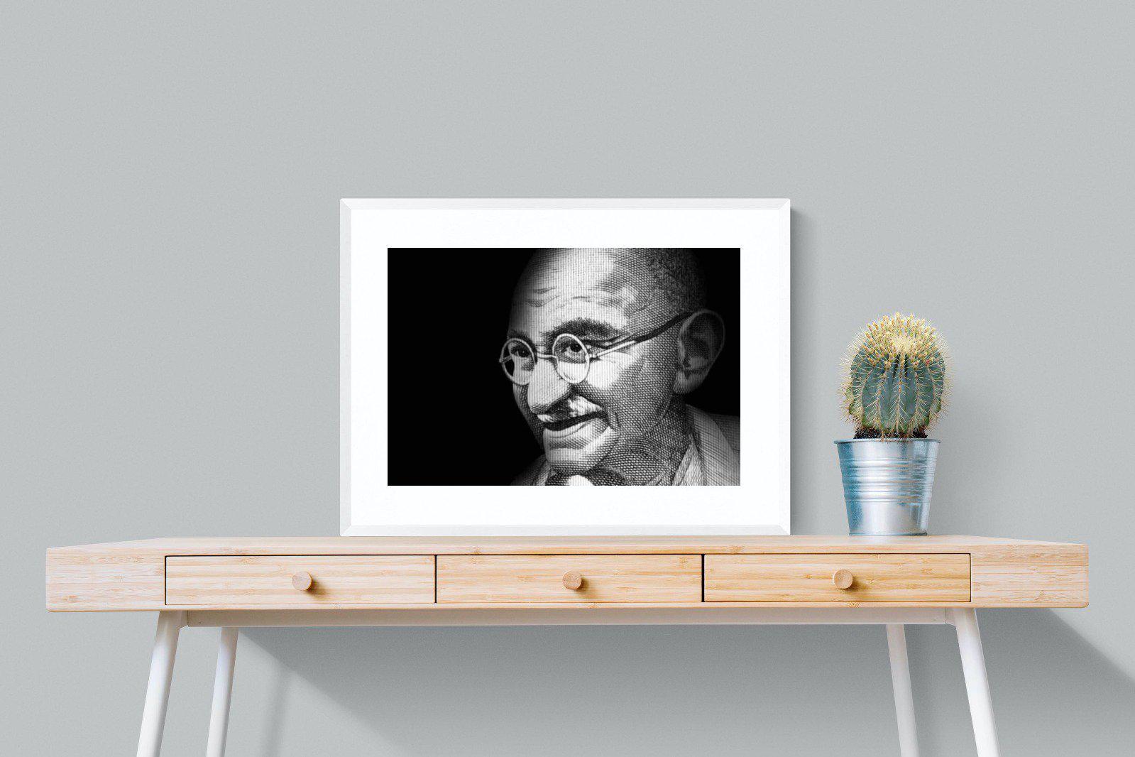 Ghandi-Wall_Art-80 x 60cm-Framed Print-White-Pixalot
