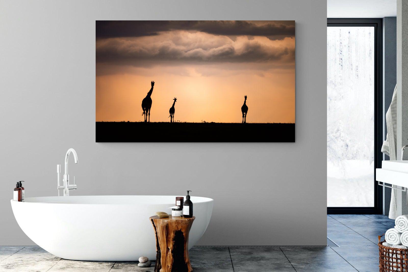 Giraffe Silhouette-Wall_Art-180 x 110cm-Mounted Canvas-No Frame-Pixalot