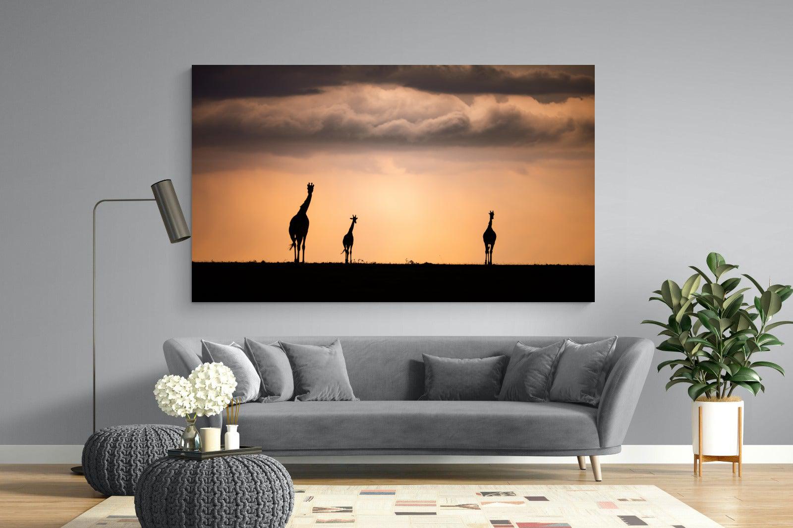 Giraffe Silhouette-Wall_Art-220 x 130cm-Mounted Canvas-No Frame-Pixalot