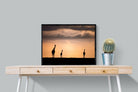 Giraffe Silhouette-Wall_Art-80 x 60cm-Mounted Canvas-Black-Pixalot