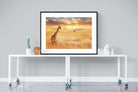 Giraffe Sunset-Wall_Art-120 x 90cm-Framed Print-Black-Pixalot