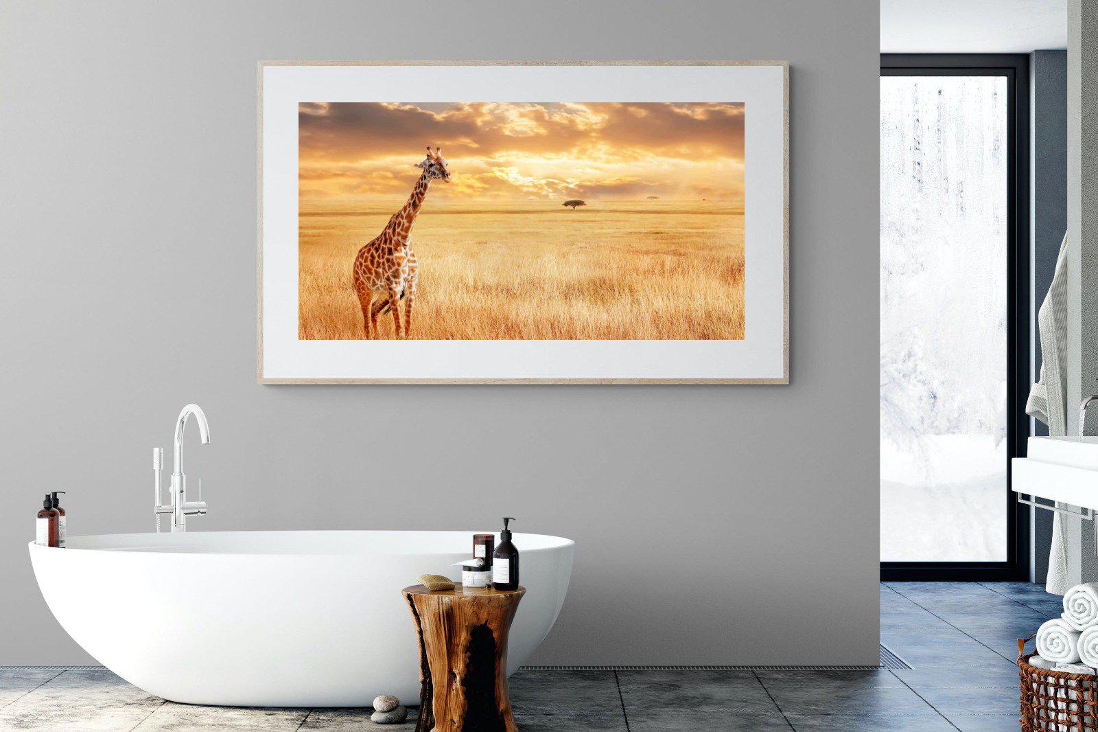 Giraffe Sunset-Wall_Art-180 x 110cm-Framed Print-Wood-Pixalot