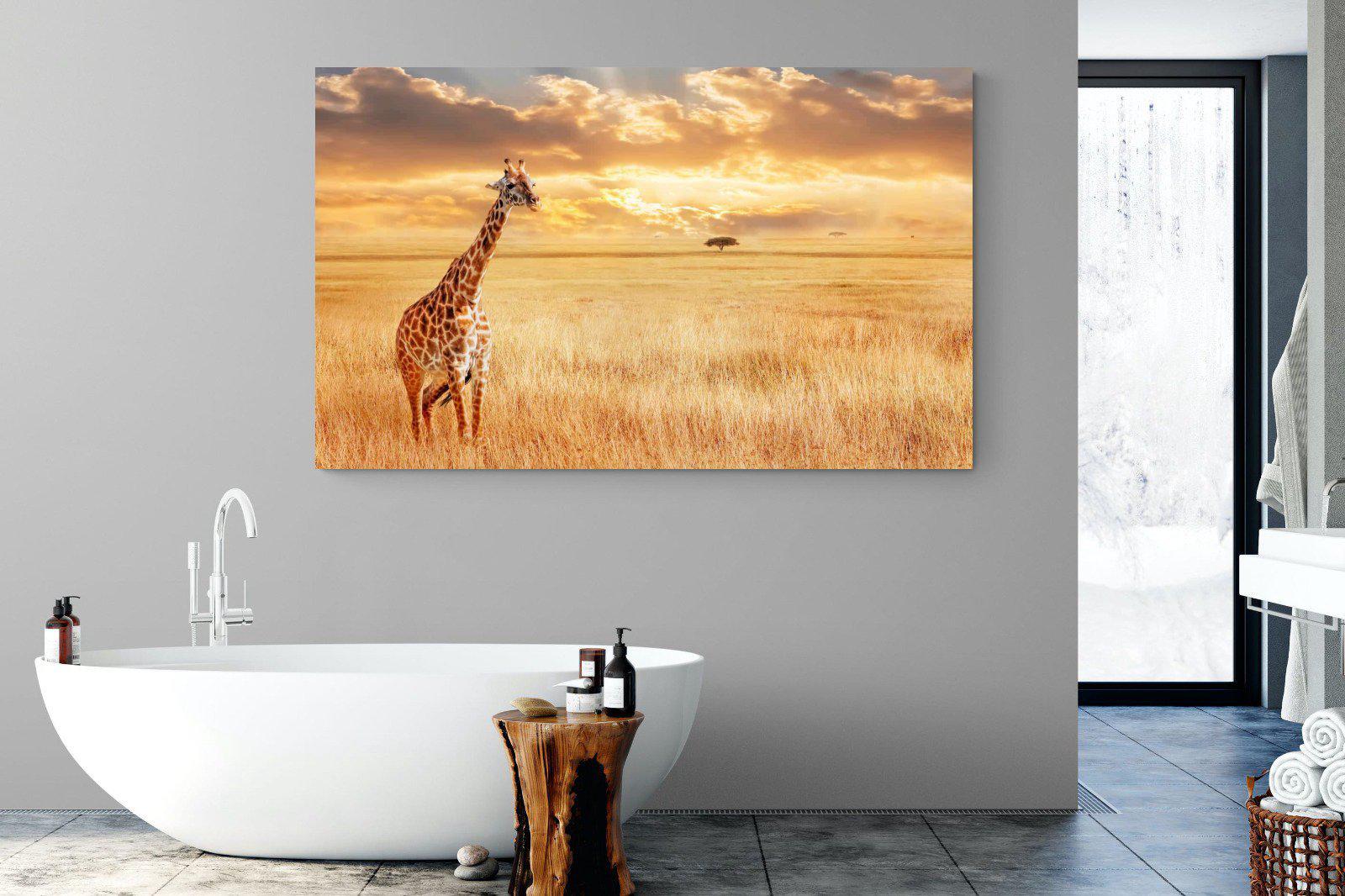 Giraffe Sunset-Wall_Art-180 x 110cm-Mounted Canvas-No Frame-Pixalot