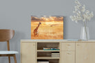 Giraffe Sunset-Wall_Art-60 x 45cm-Mounted Canvas-No Frame-Pixalot