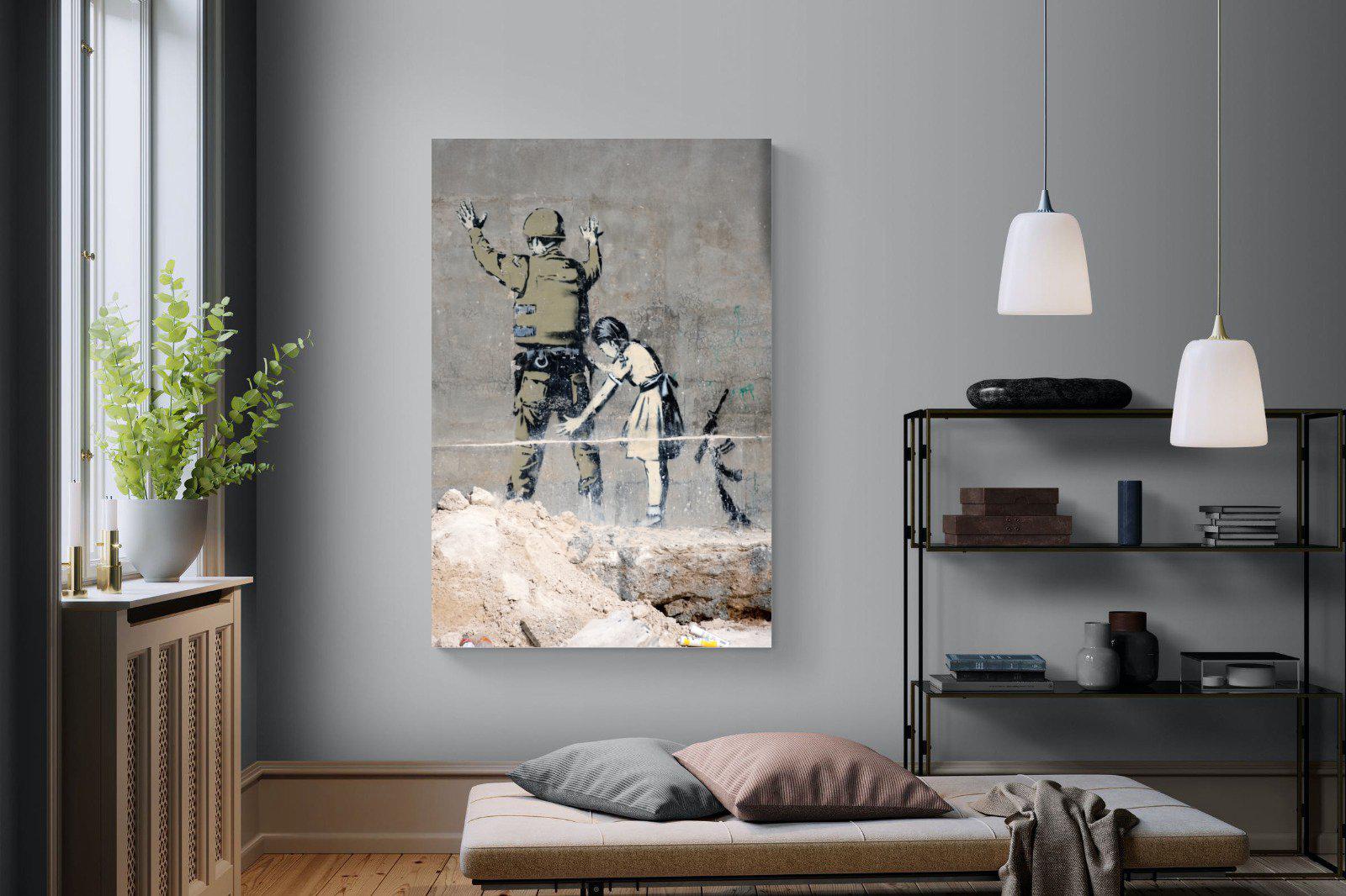 Girl Frisking Soldier-Wall_Art-120 x 180cm-Mounted Canvas-No Frame-Pixalot