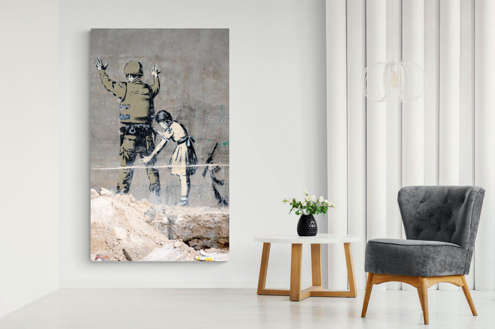 Girl Frisking Soldier-Wall_Art-130 x 220cm-Mounted Canvas-No Frame-Pixalot