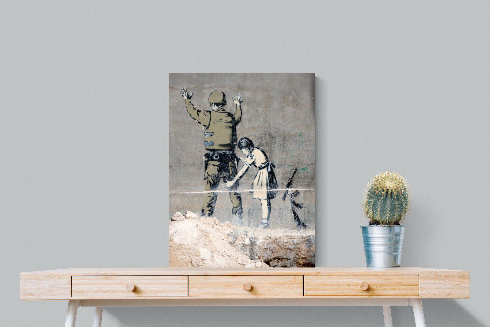 Girl Frisking Soldier-Wall_Art-60 x 80cm-Mounted Canvas-No Frame-Pixalot