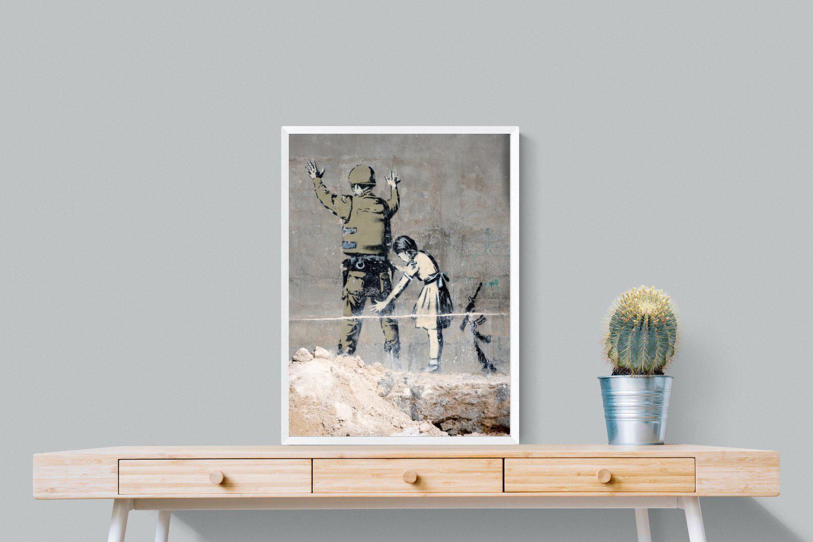 Girl Frisking Soldier-Wall_Art-60 x 80cm-Mounted Canvas-White-Pixalot