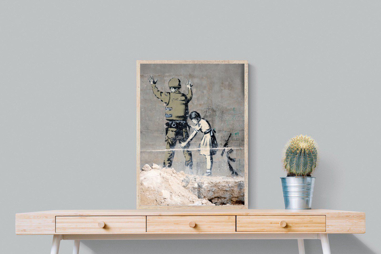 Girl Frisking Soldier-Wall_Art-60 x 80cm-Mounted Canvas-Wood-Pixalot
